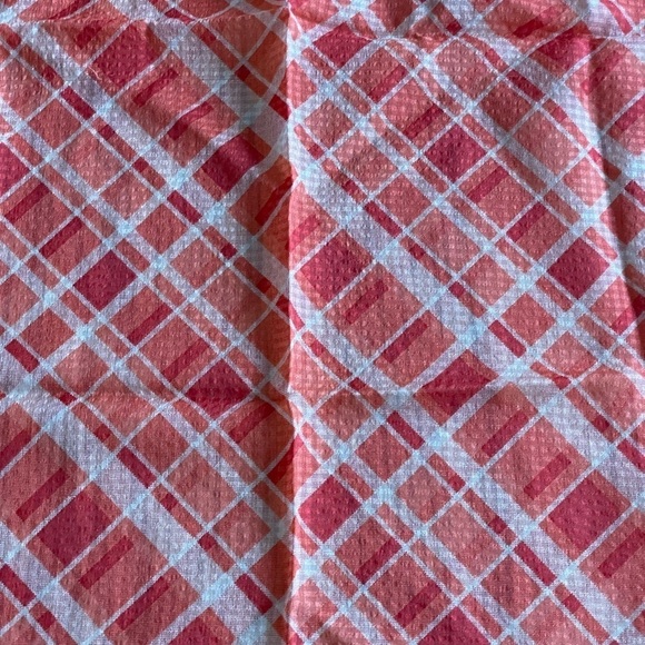 Vintage Talbots Coral Plaid 100% Silk Square Spring Summer Scarf - Picture 2 of 7